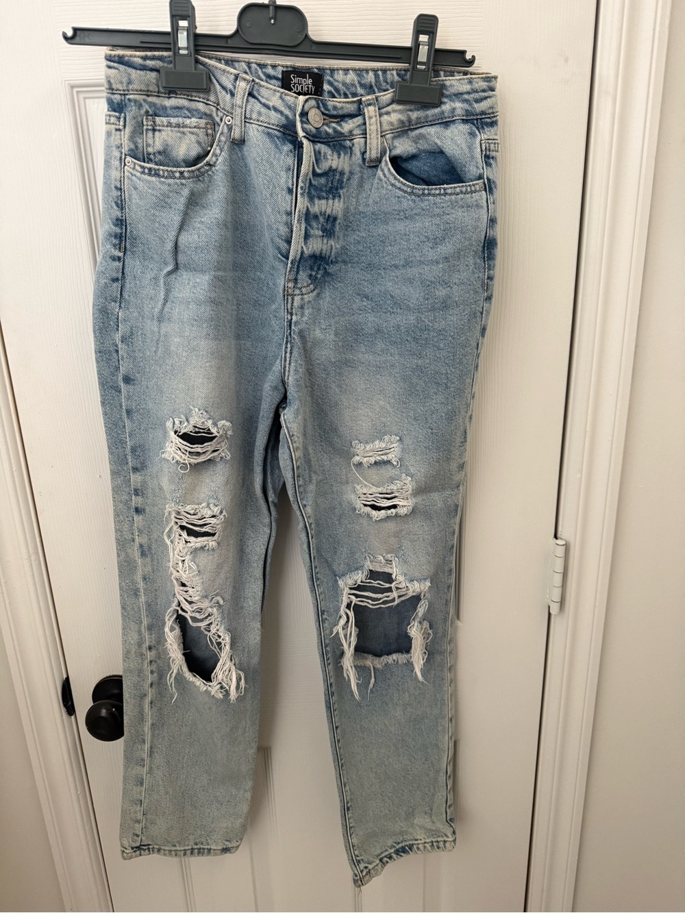 Simple Society Light Blue Distressed Boyfriend Jeans size 5